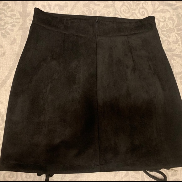 Black Suede Lace Up Skirt - Picture 2 of 2